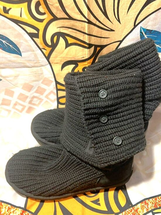 UGG Shoes - Poshmark Listing: UGG Classic Cardy Knit Boots – Black – Women’s 6